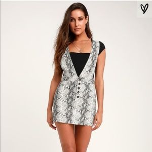 Lulus Faux Leather Snakeskin Pinafore Dress NWT